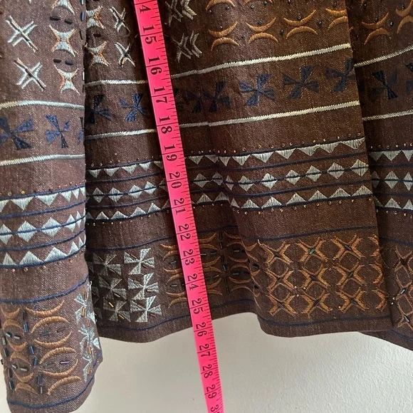 Coldwater Creek Brown Embroidered Southwestern Open-Front Jacket | Women’s - Picture 8 of 10